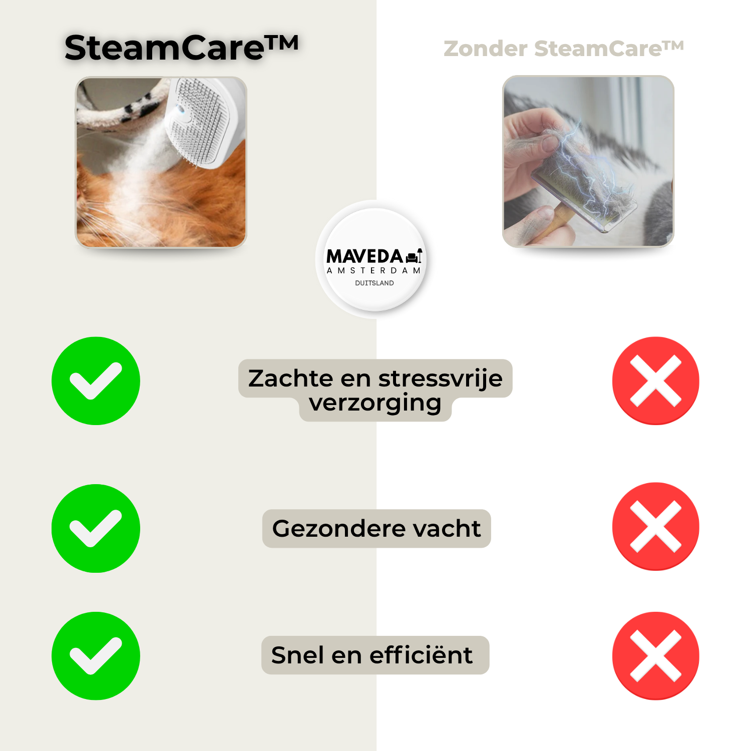 SteamCare™ - Shiny coat without pulling!