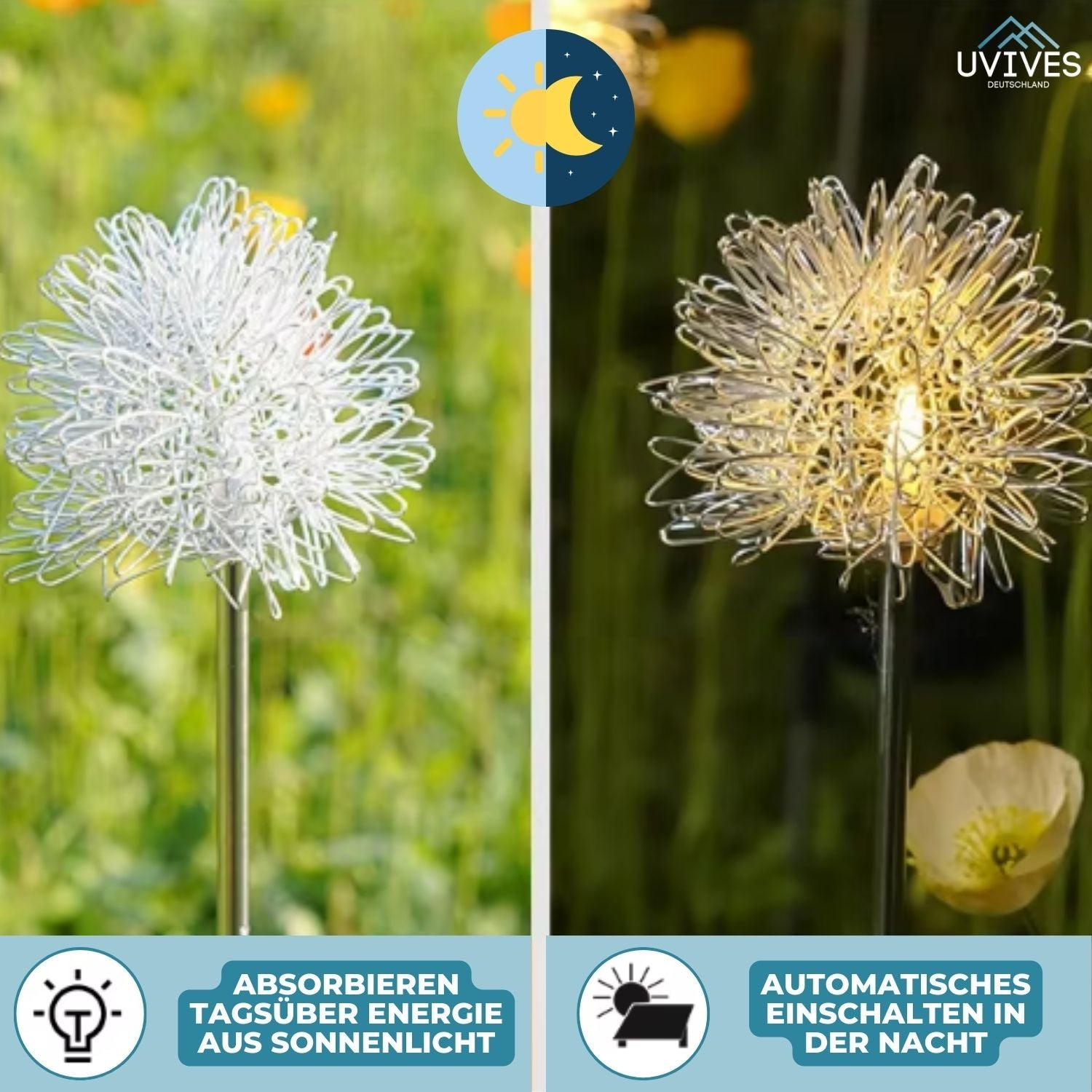 DandeLight™ - Waterproof solar garden light in dandelion pattern