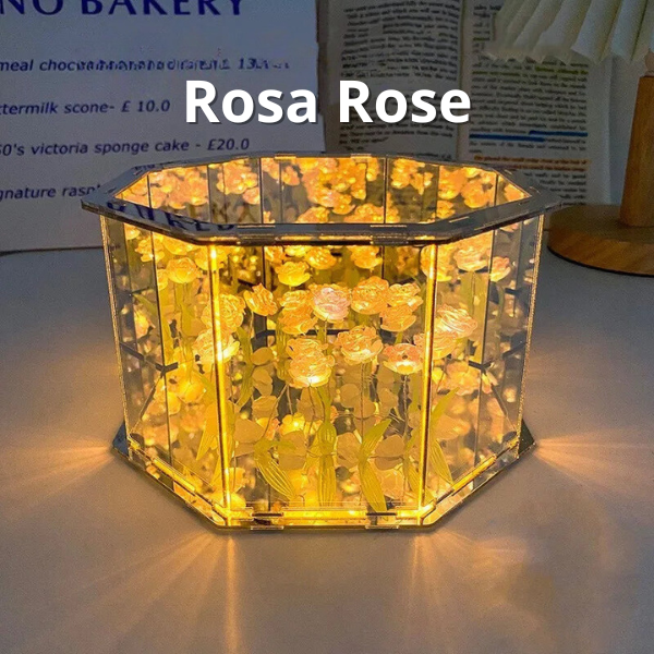 LumiFlora - Handmade cube lamp with flowers