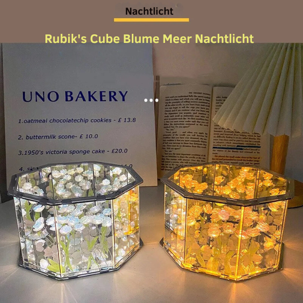LumiFlora - Handmade cube lamp with flowers