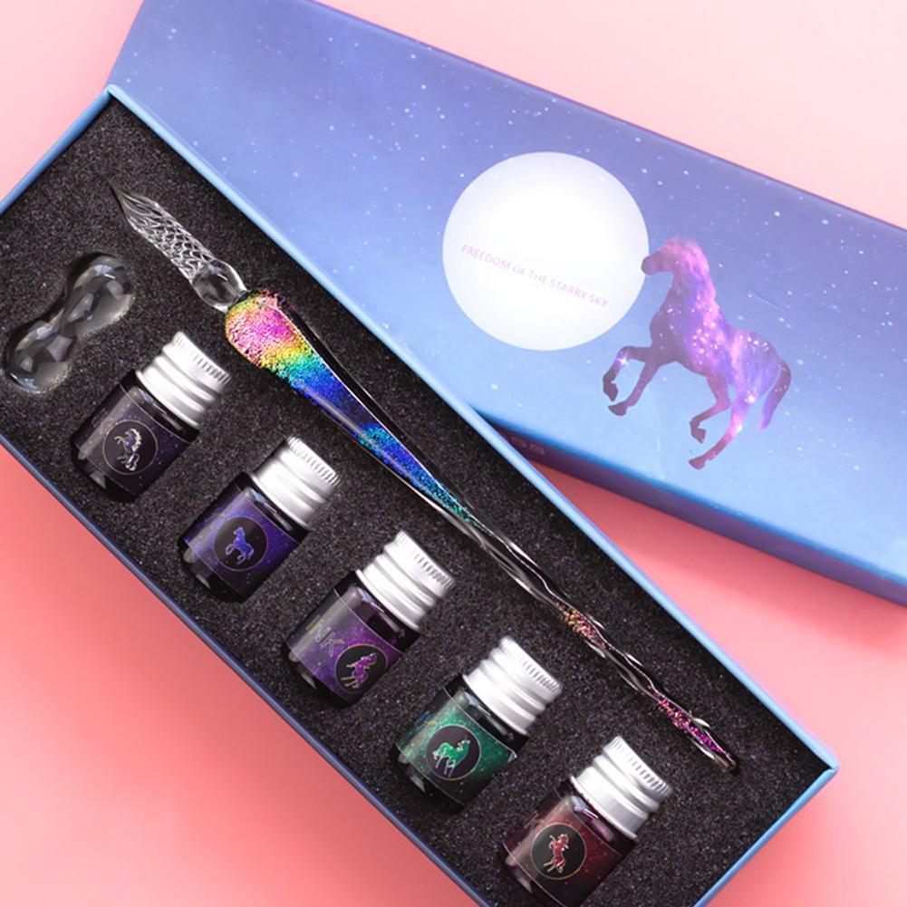 PrismWriter - Handmade Crystal Calligraphy Pencil &amp; Colors Set