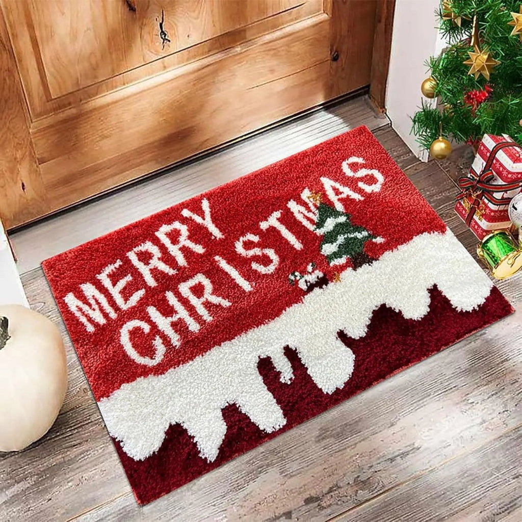 Kerstdeurmat die vuil bij de entree helpt tegenhouden