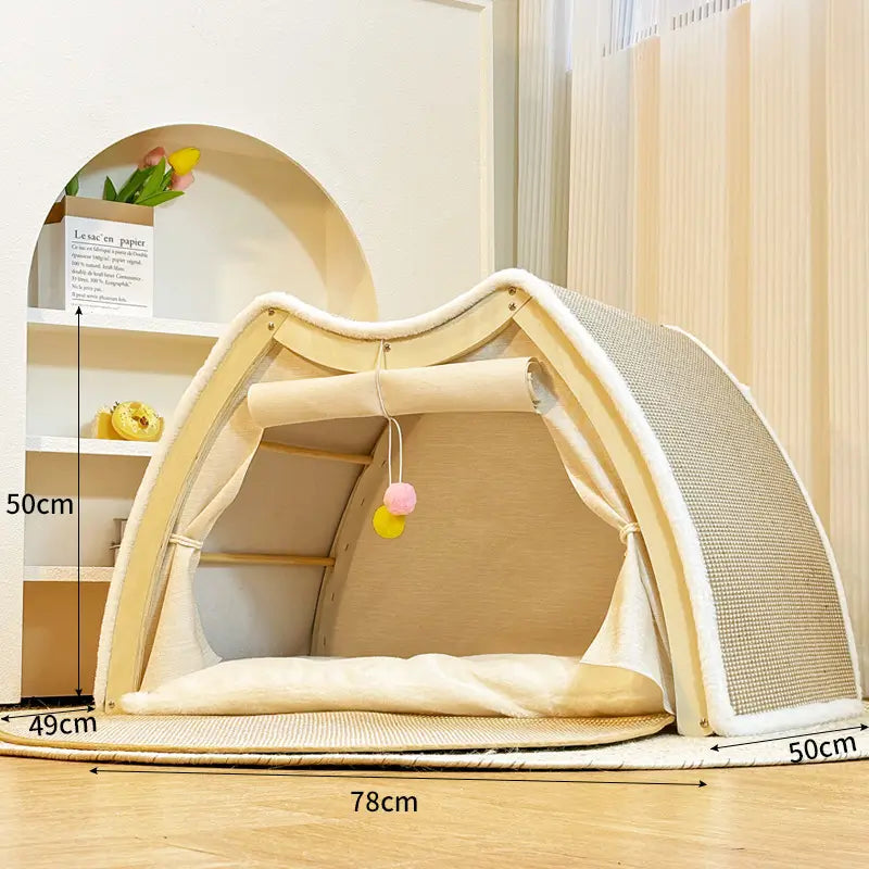 WhiskerVilla - Cozy cat villa with sisal scratching roof