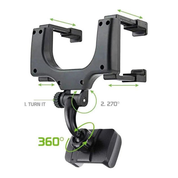 ViewGrip 360 - The mobile phone holder in the rearview mirror for a safe view and a firm grip!