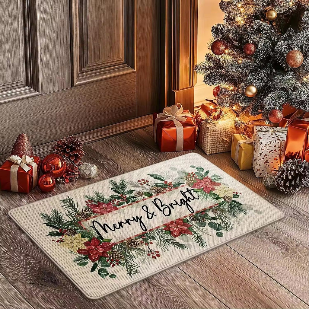 Kerstdeurmat als decoratieve ontvangst voor gasten