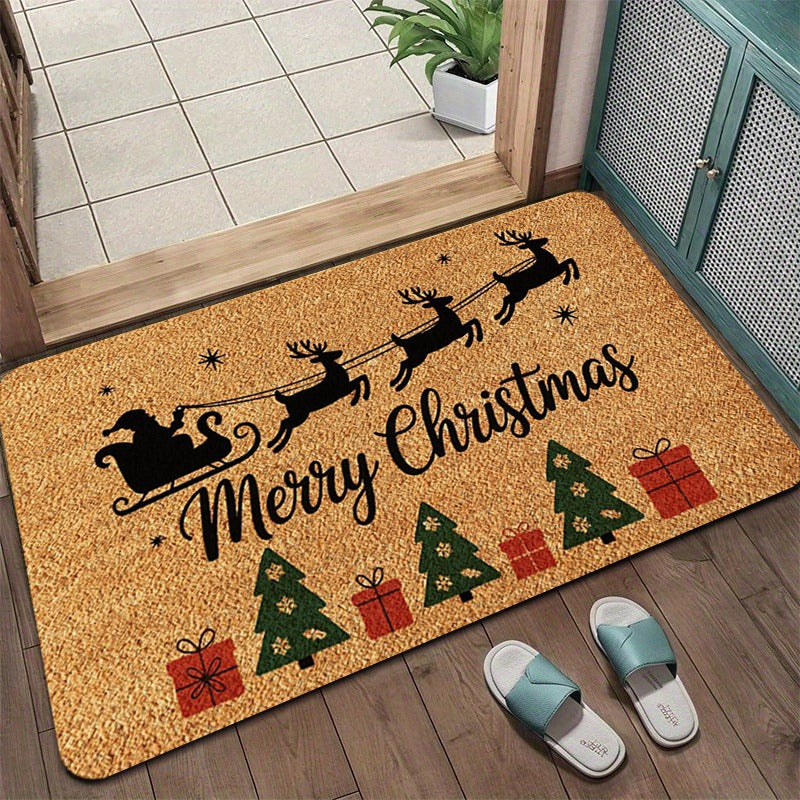 Kerstdeurmat passend bij winterse huisdecoratie