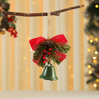 Kerstornament | Decoratieve bel met rode strik | Hangdecoratie