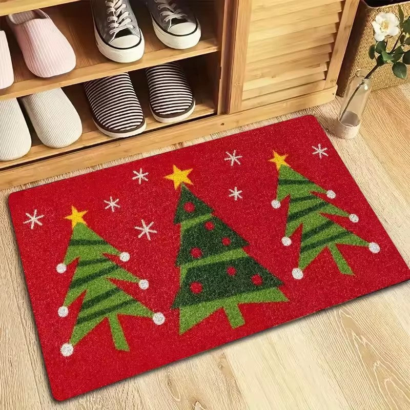 Kerstdeurmat | Kerstbomen & sneeuwvlokken | Antislip achterkant