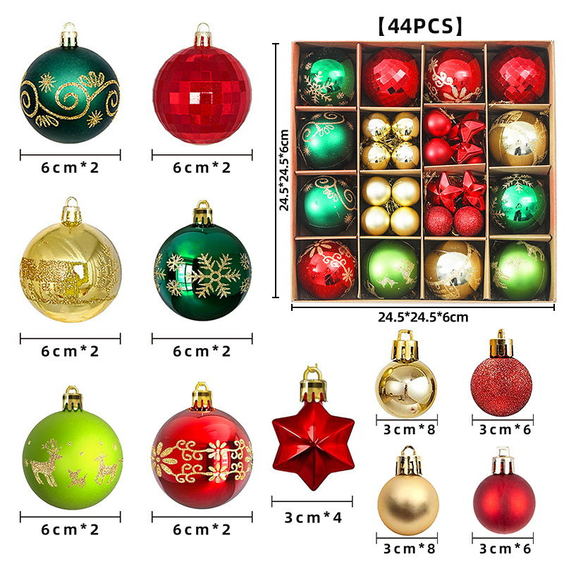 Kerstballen | Glanzende en matte afwerking | Set van 44 | Rood, groen en wit