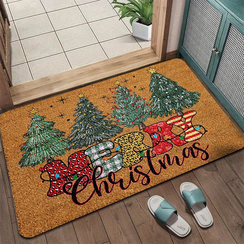 Kerstdeurmat met feestelijk kerstboomdesign voor de entree
