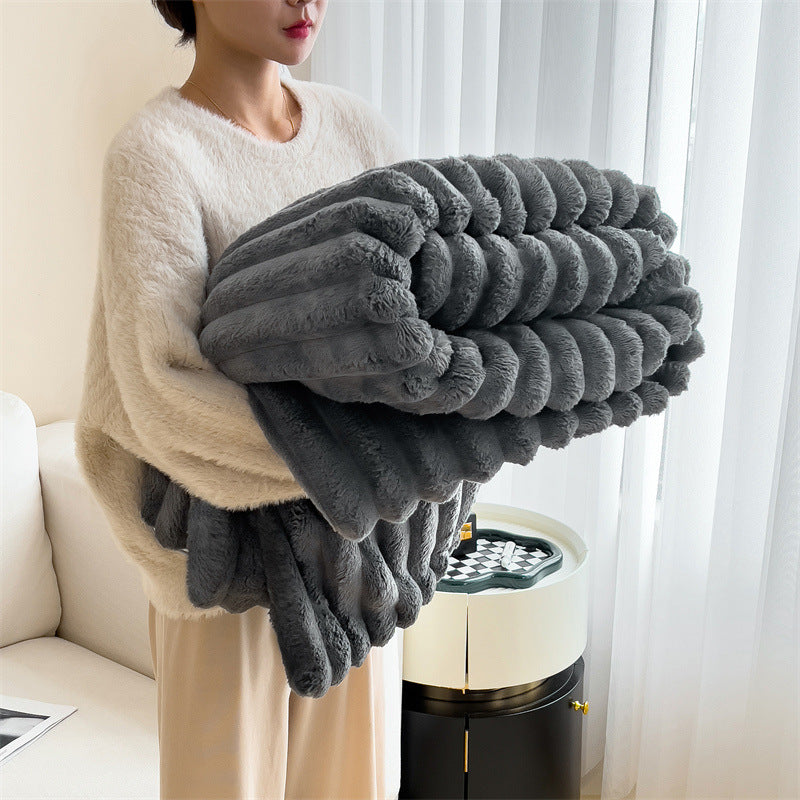 Pluche deken als comfortabele bankdeken