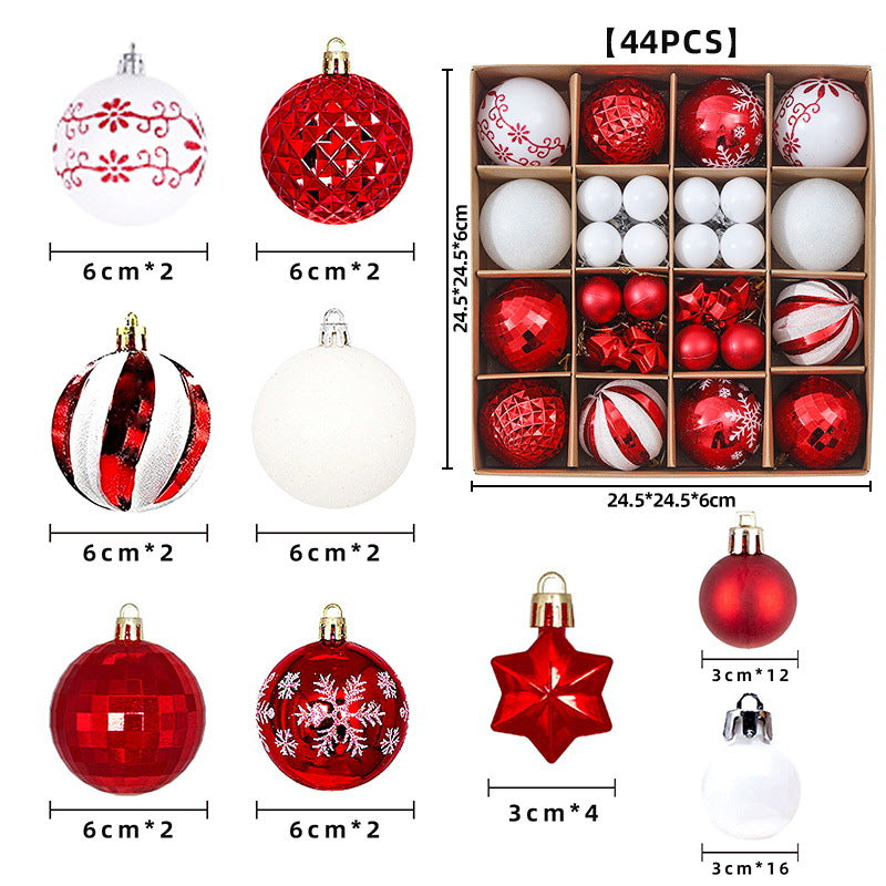 Kerstballen | Glanzende en matte afwerking | Set van 44 | Rood, groen en wit