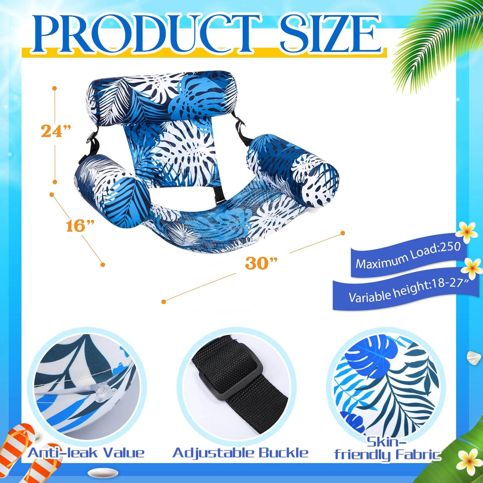 AquaLeaf – Tropical inflatable pool lounge chair