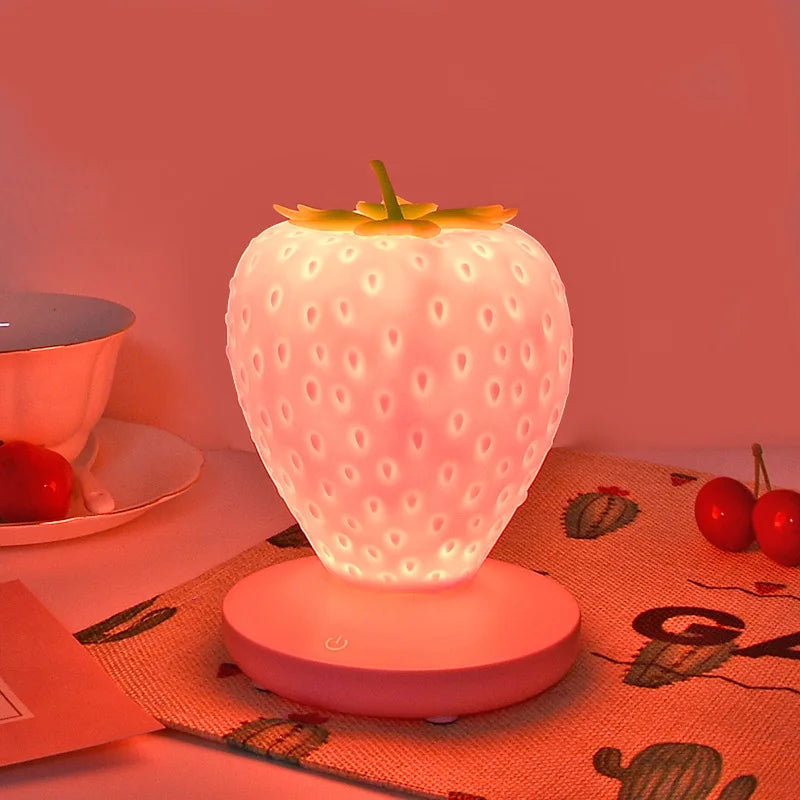 StrawGlow – Stylish LED table lamp with strawberry design