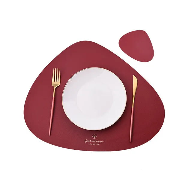 50% OFF | PrestigeMat - Elegant set of PU leather placemats and coasters [Last day of sale]
