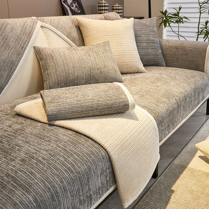 SofaRenew™️ - Striped Chenille Anti-Scratch Sofa Cover [Last Day Sale]