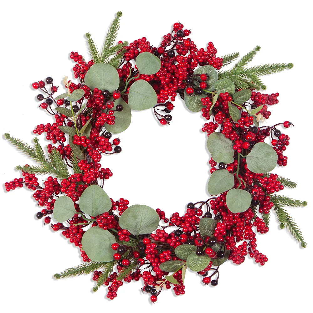 Kerstkrans | Cipresgroen & Rode Bessen | Binnen & Buiten