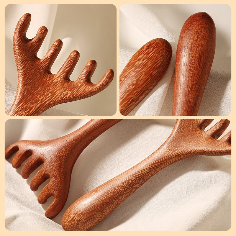 Sandelhouten Meridianenkam voor Ontspannende Hoofd- en Nekmassage