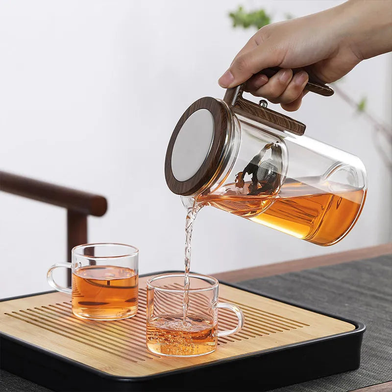 Elegante hittebestendige glazen theepot voor losse thee zetten