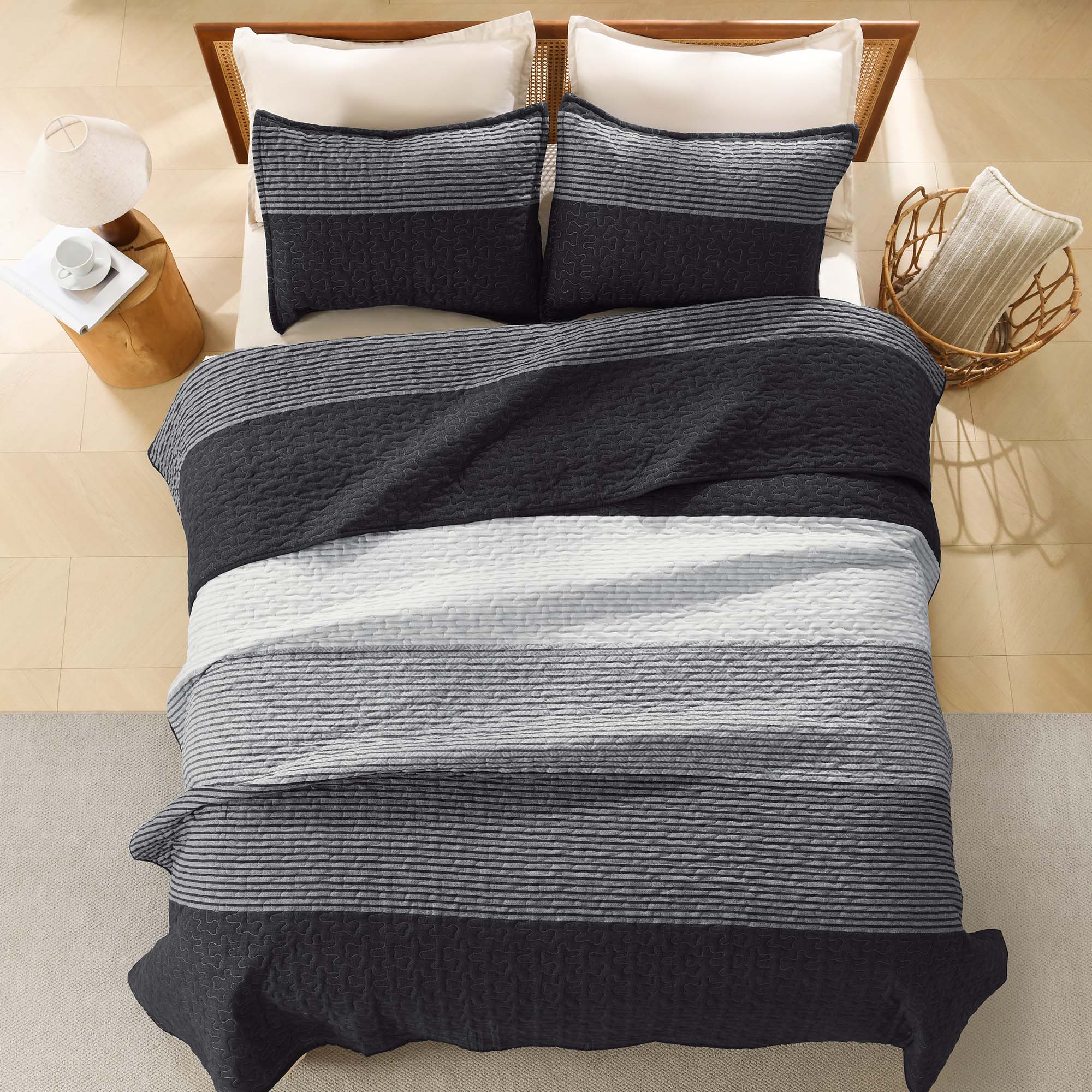 Gestreept Comfortdekbed Set met Zachte Wolkachtige Textuur
