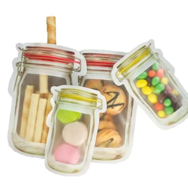 Herbruikbare Mason Jar Stijl Ziplock Zakjes Lekvrije Opbergzakjes