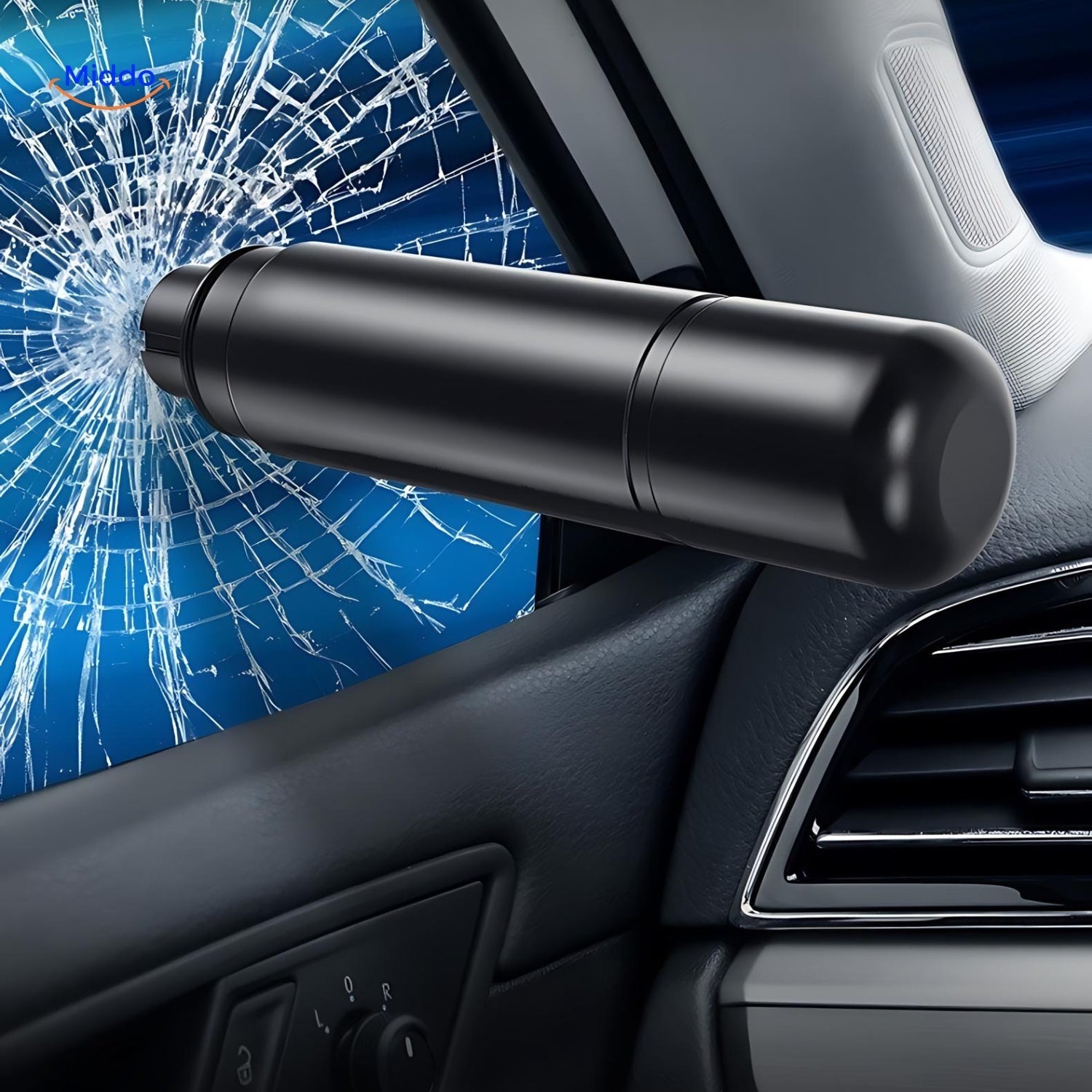 Compact noodhulpgereedschap voor auto met glasbreker en snijder