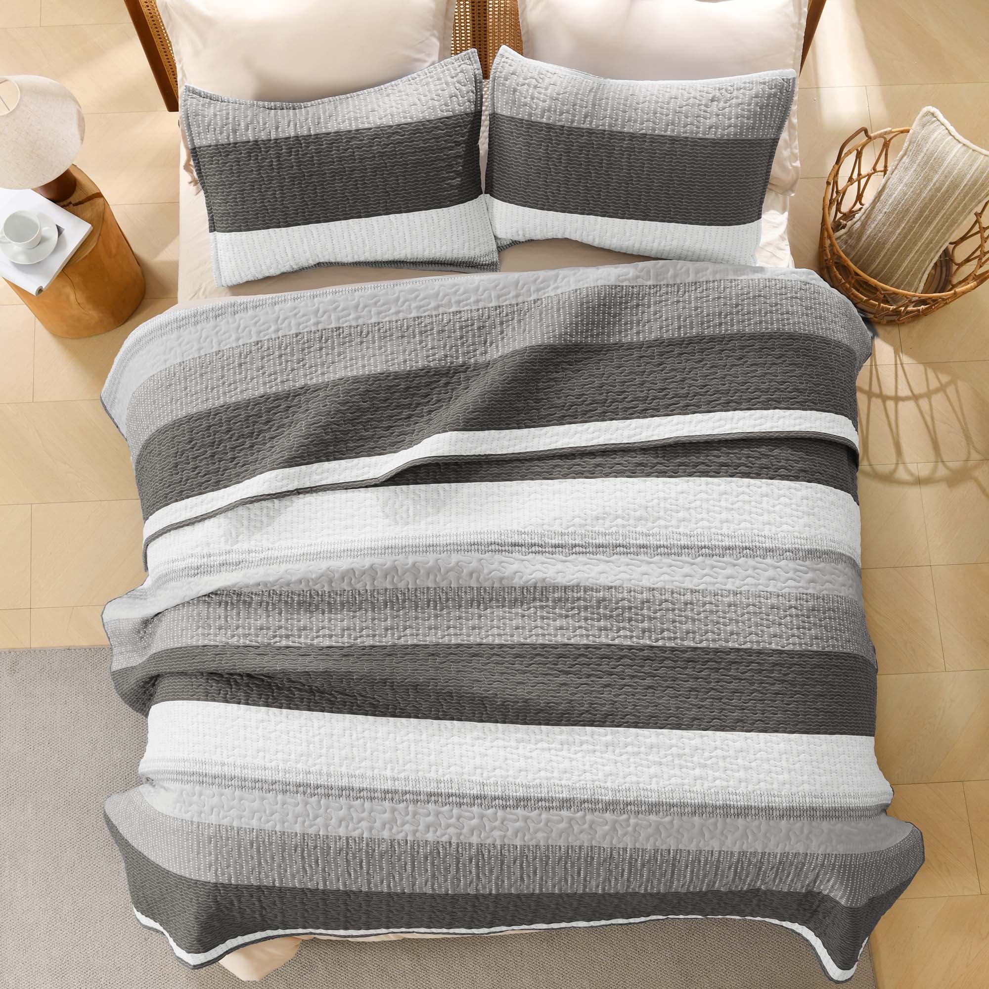 Gestreept Comfortdekbed Set met Zachte Wolkachtige Textuur