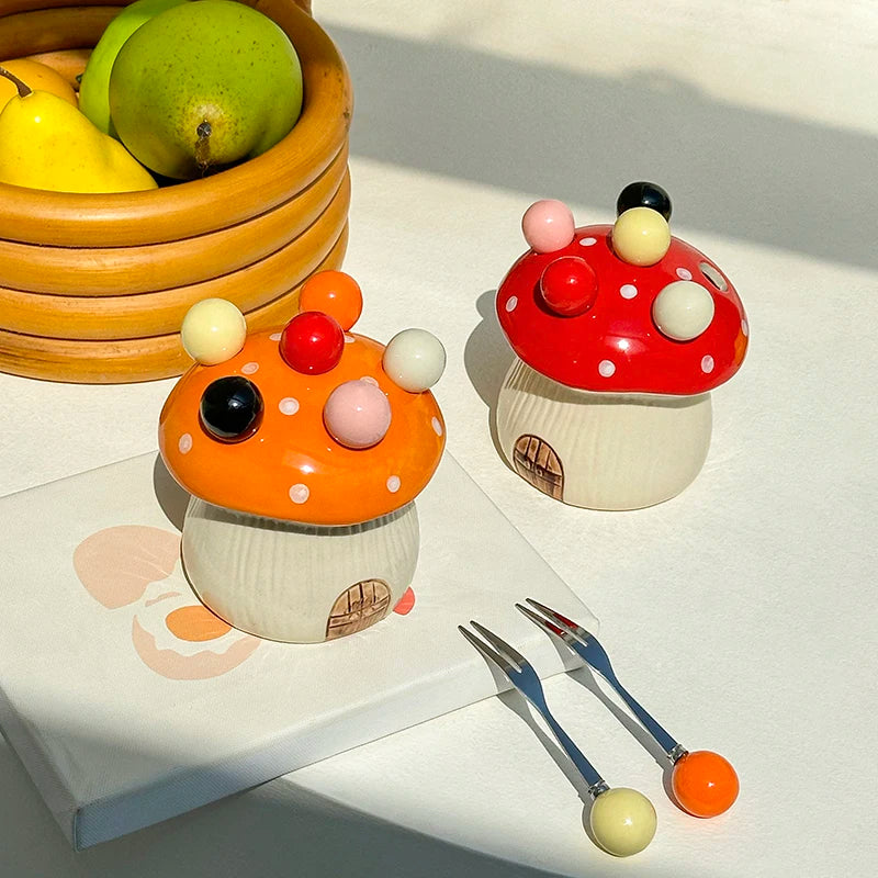 Rustieke Handgemaakte Fruitvork in Paddestoelvorm