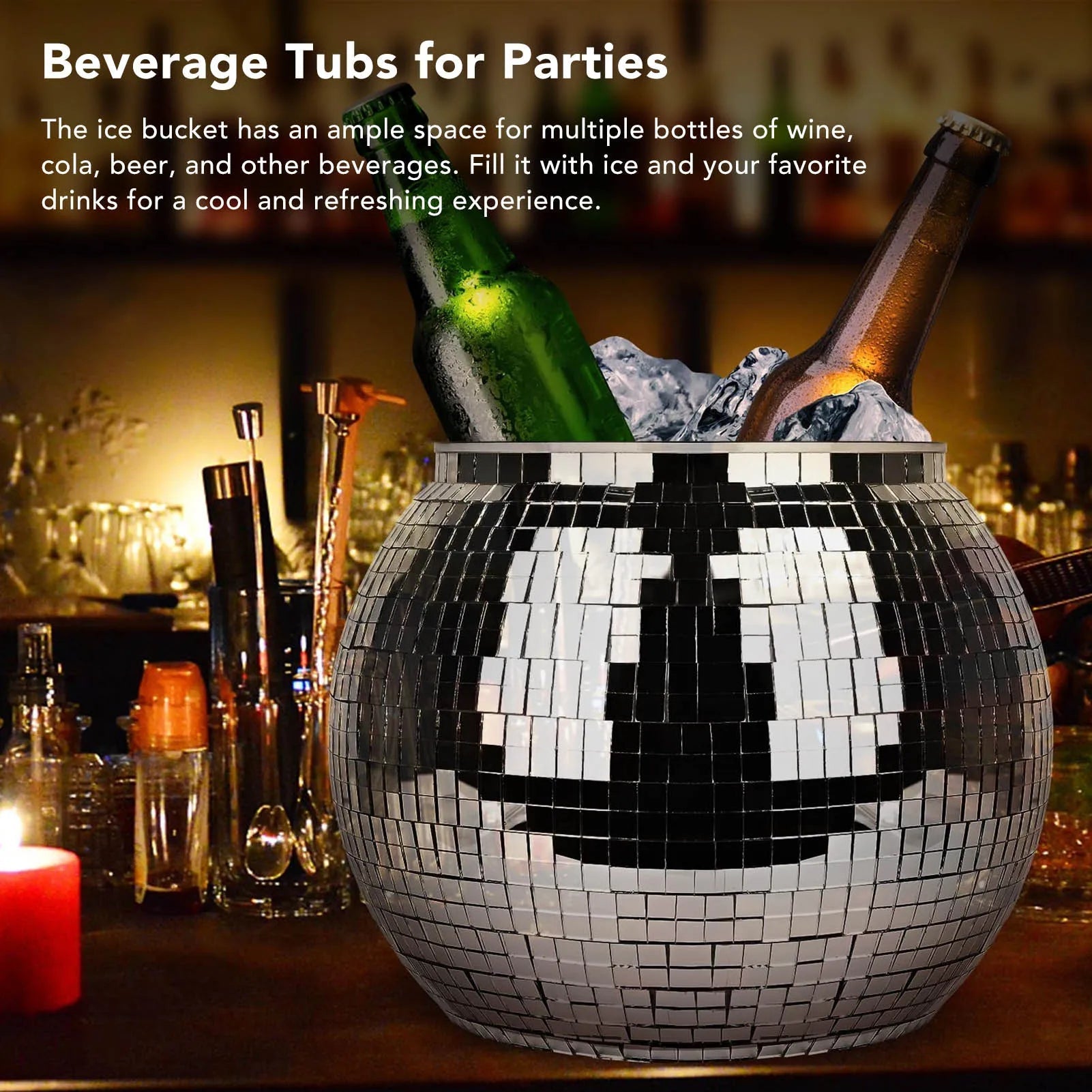 Retro discobal ijsemmer voor feest en thuisbar decoratie