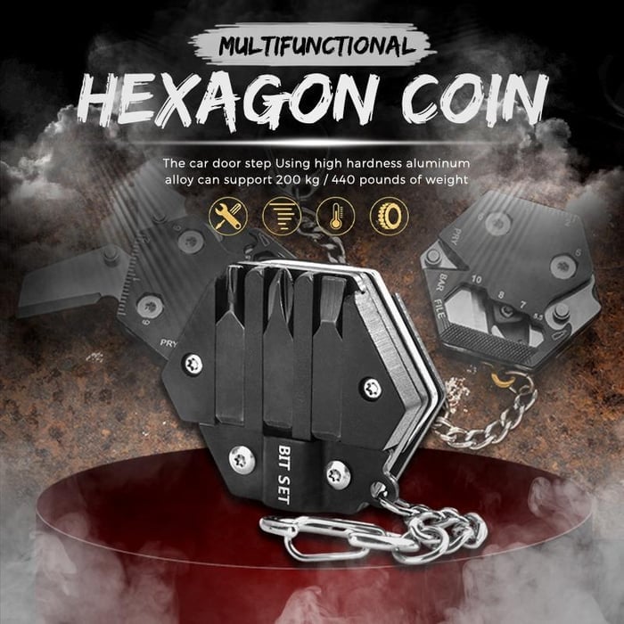 HexaWrench - Multifunctional hexagonal coin pliers for outdoor use