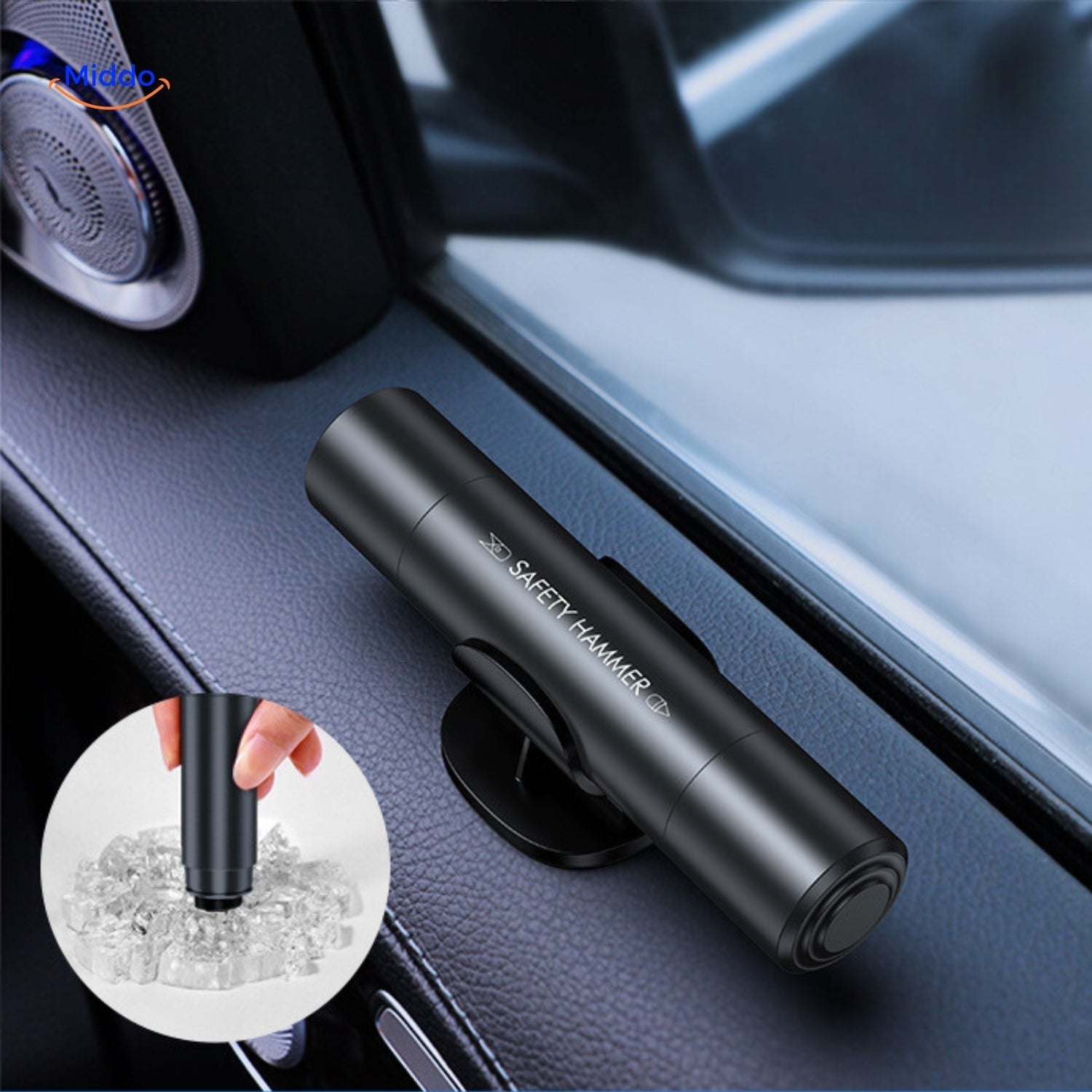 Compact noodhulpgereedschap voor auto met glasbreker en snijder