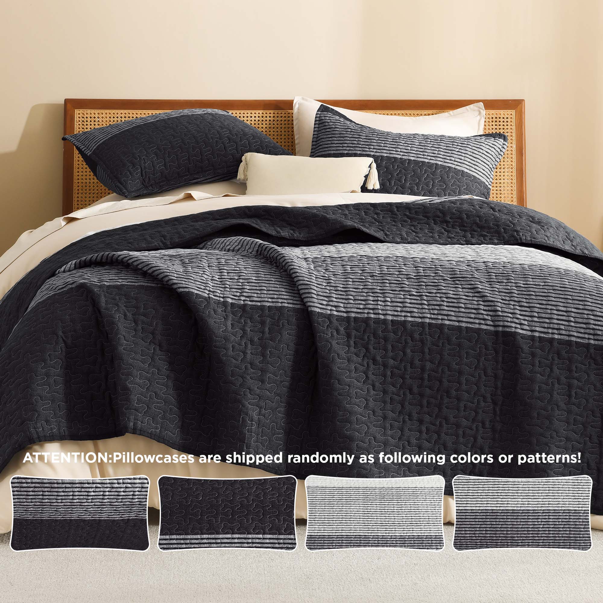 Gestreept Comfortdekbed Set met Zachte Wolkachtige Textuur