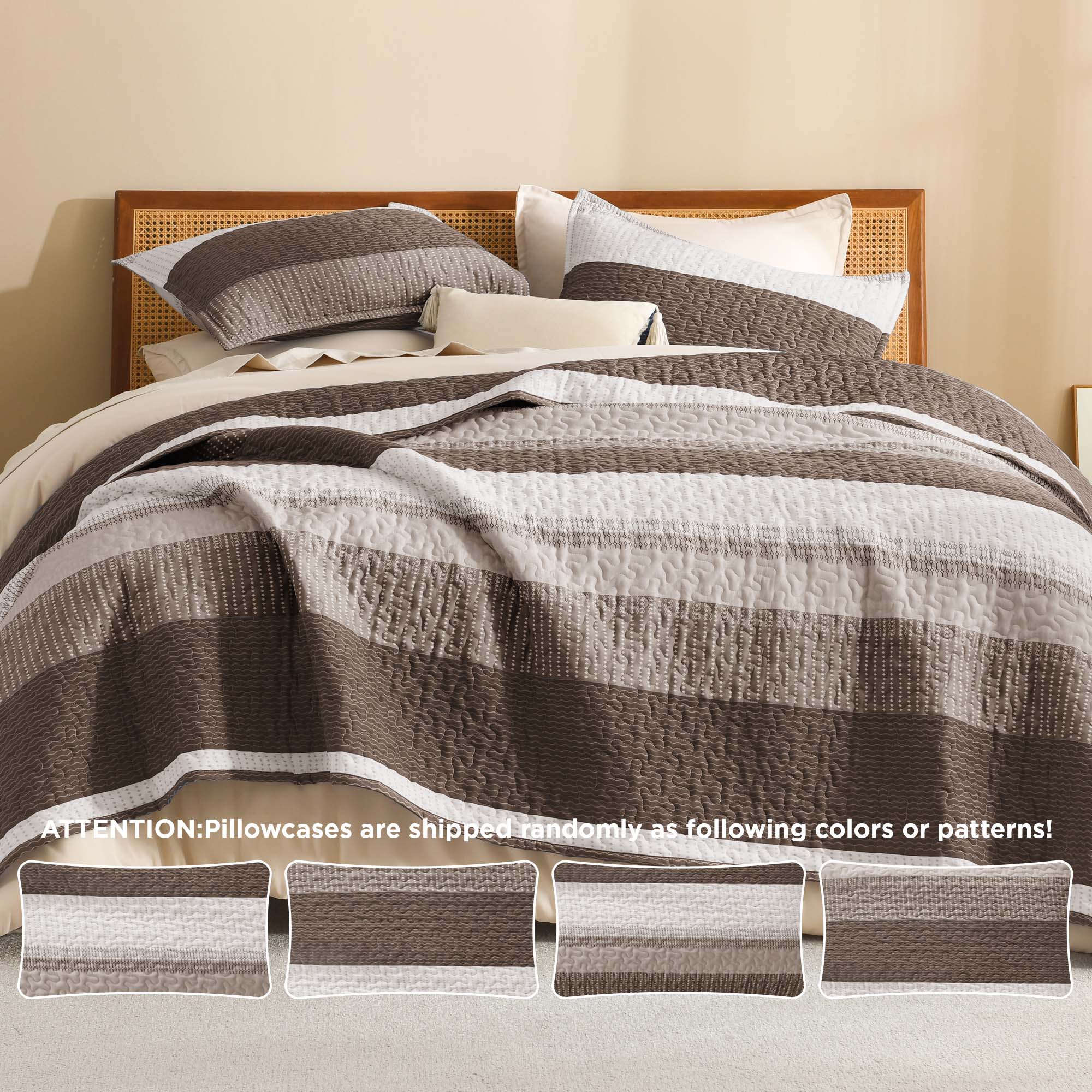Gestreept Comfortdekbed Set met Zachte Wolkachtige Textuur