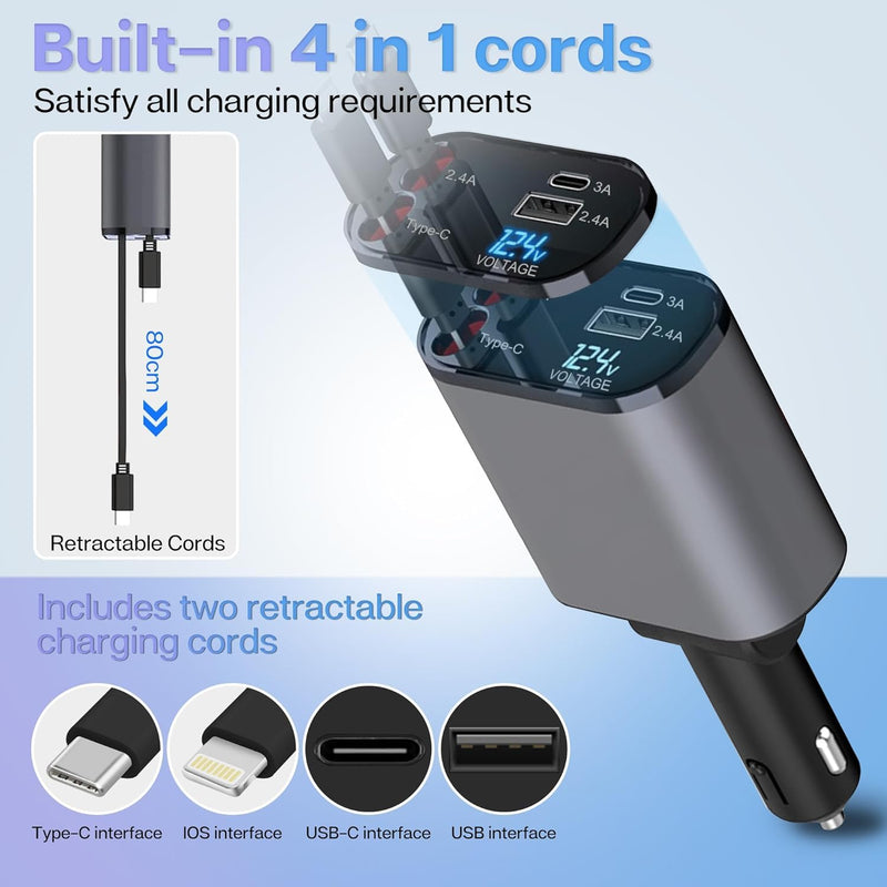 4-in-1 Auto-oplader Organizer en Snellaad Hub