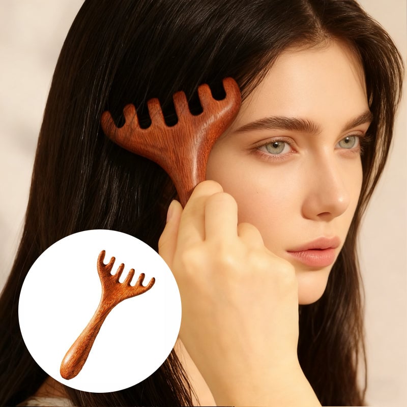 Sandelhouten Meridianenkam voor Ontspannende Hoofd- en Nekmassage