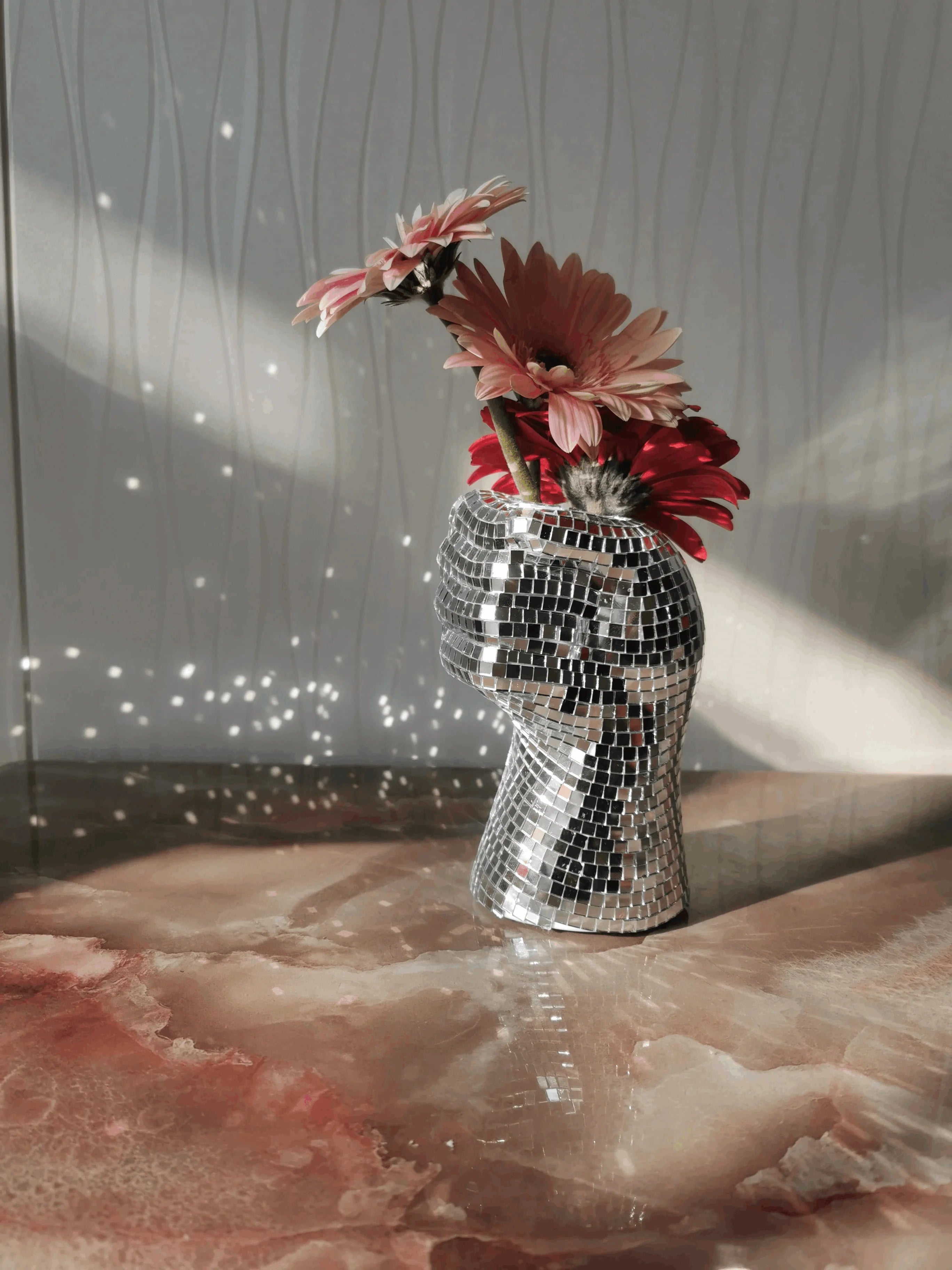 Retro discobal glazen vaas