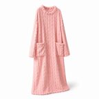 Dames fleecejurk | Zachte fleece | Lange pasvorm met voorzakken | Thuiscomfort