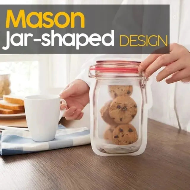 Herbruikbare Mason Jar Stijl Ziplock Zakjes Lekvrije Opbergzakjes
