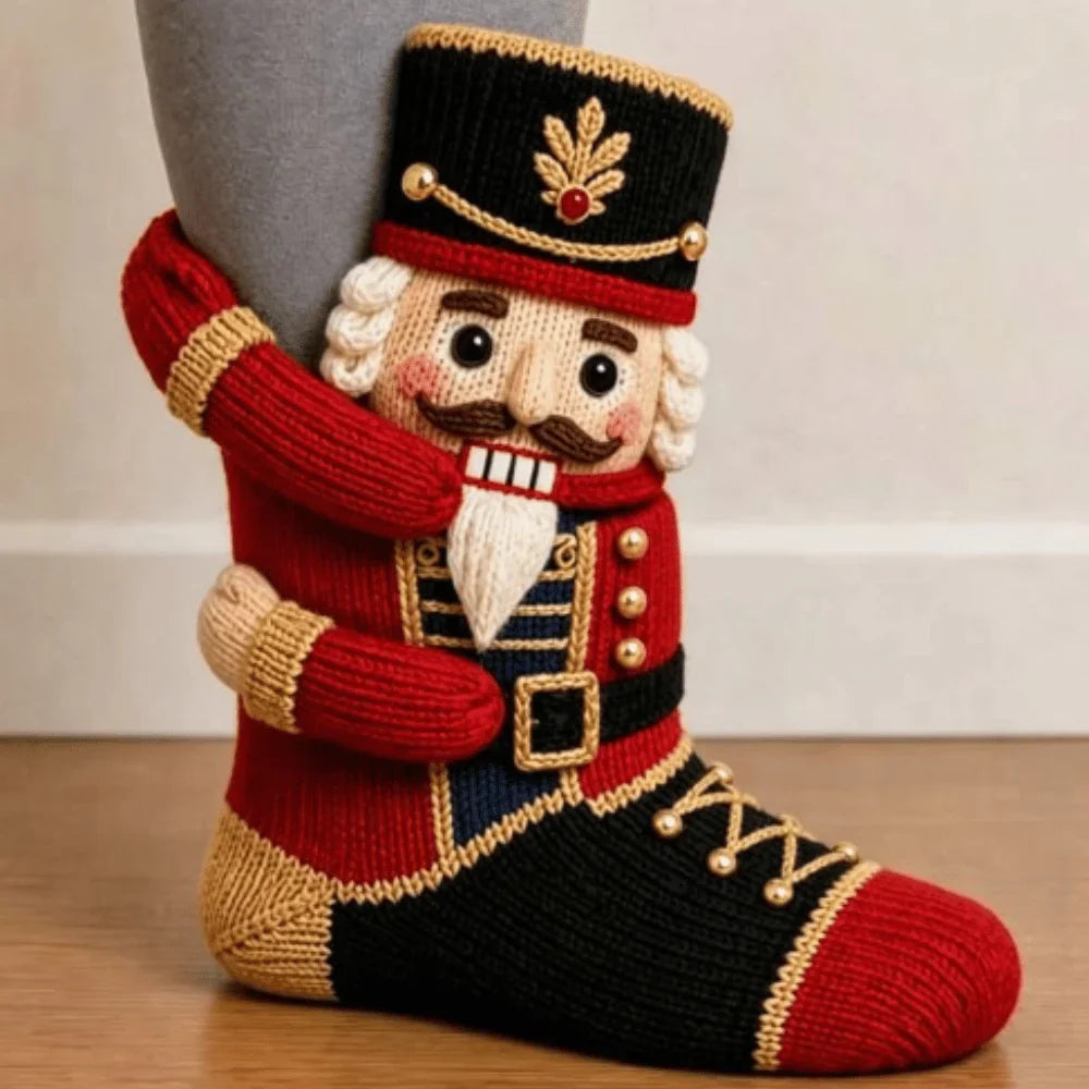 Warme kerstsokken | 3D-figuren | Gebreide stof