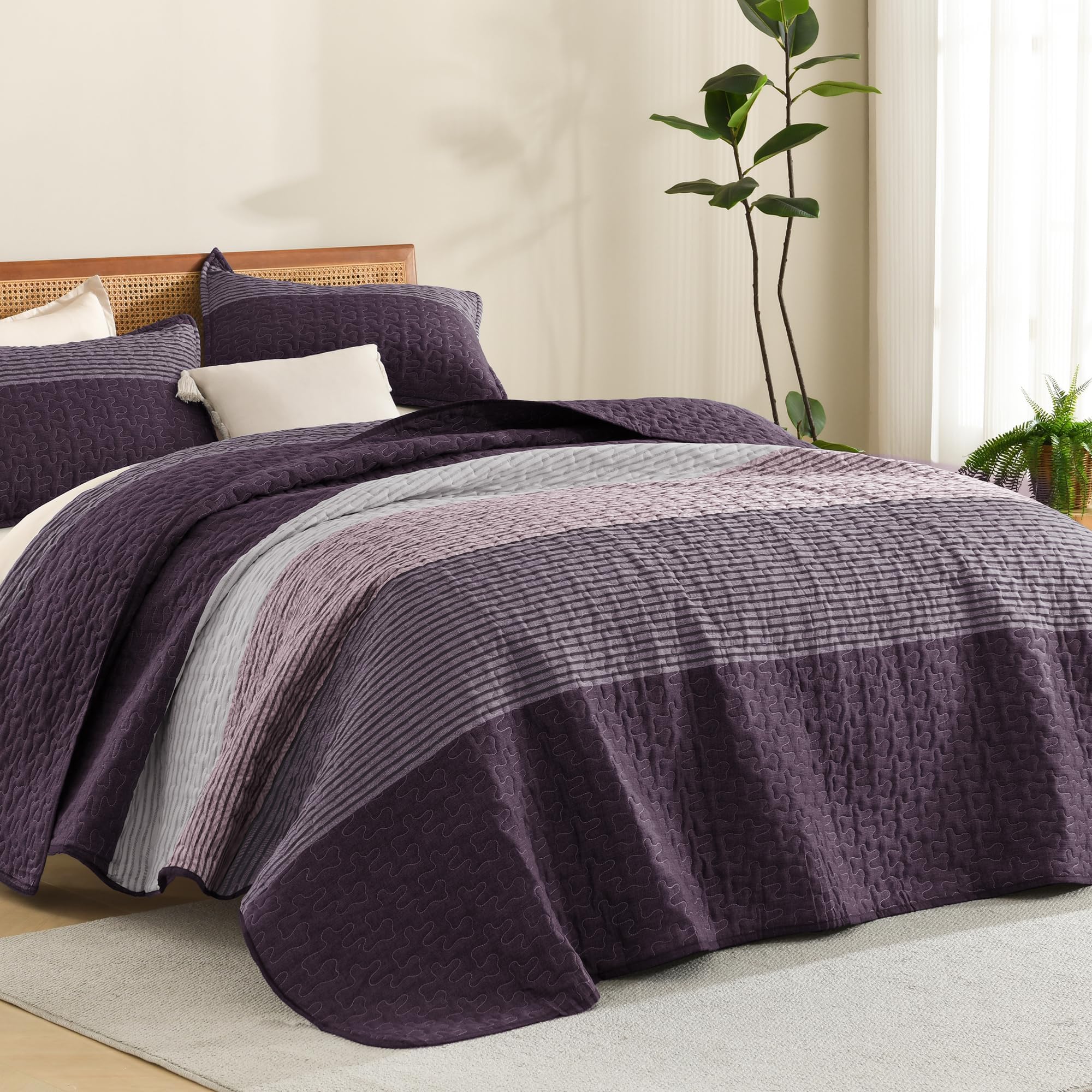 Gestreept Comfortdekbed Set met Zachte Wolkachtige Textuur