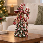 Kerstdecoratiefiguren | Sneeuwbedekt dennendecor | Warme LED-lantaarn | Set van 3