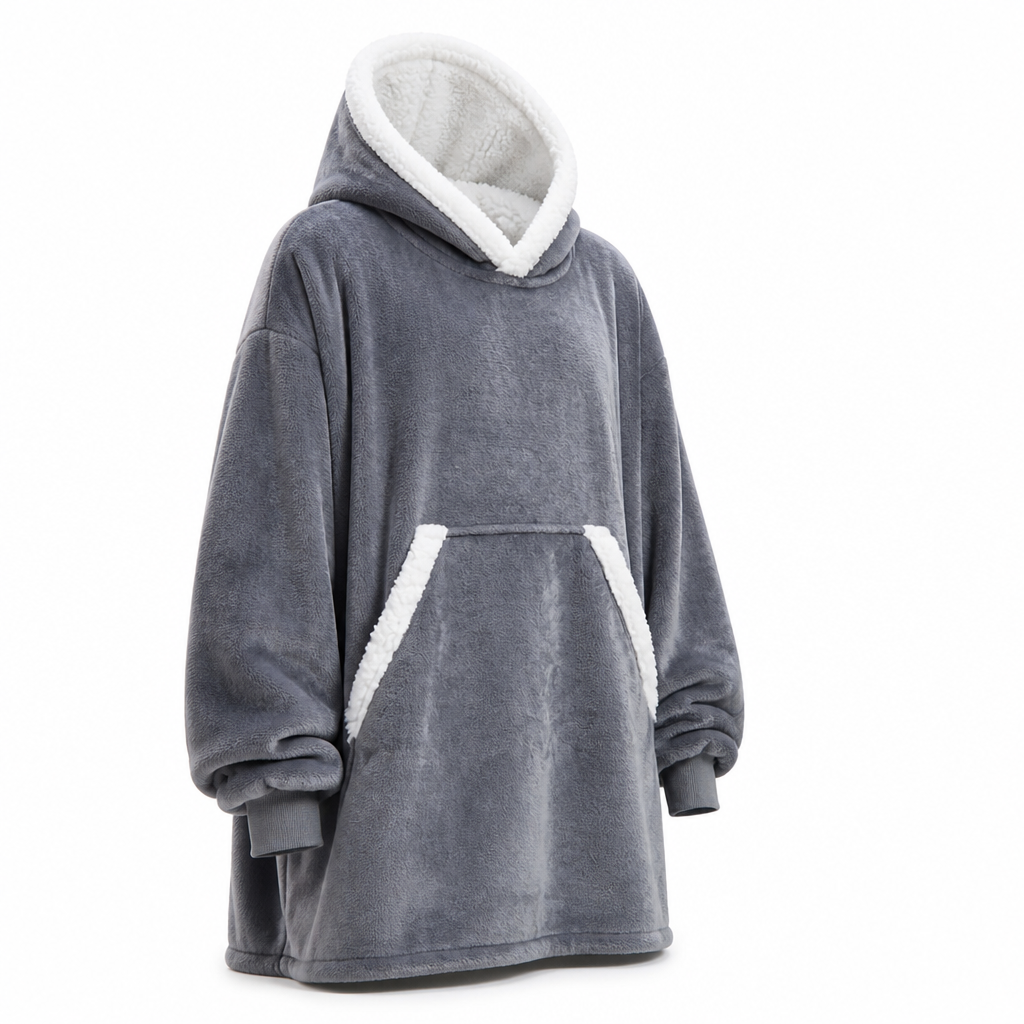 Dekenhoodie | Sherpavoering & microvezelflanel | Grote frontzak