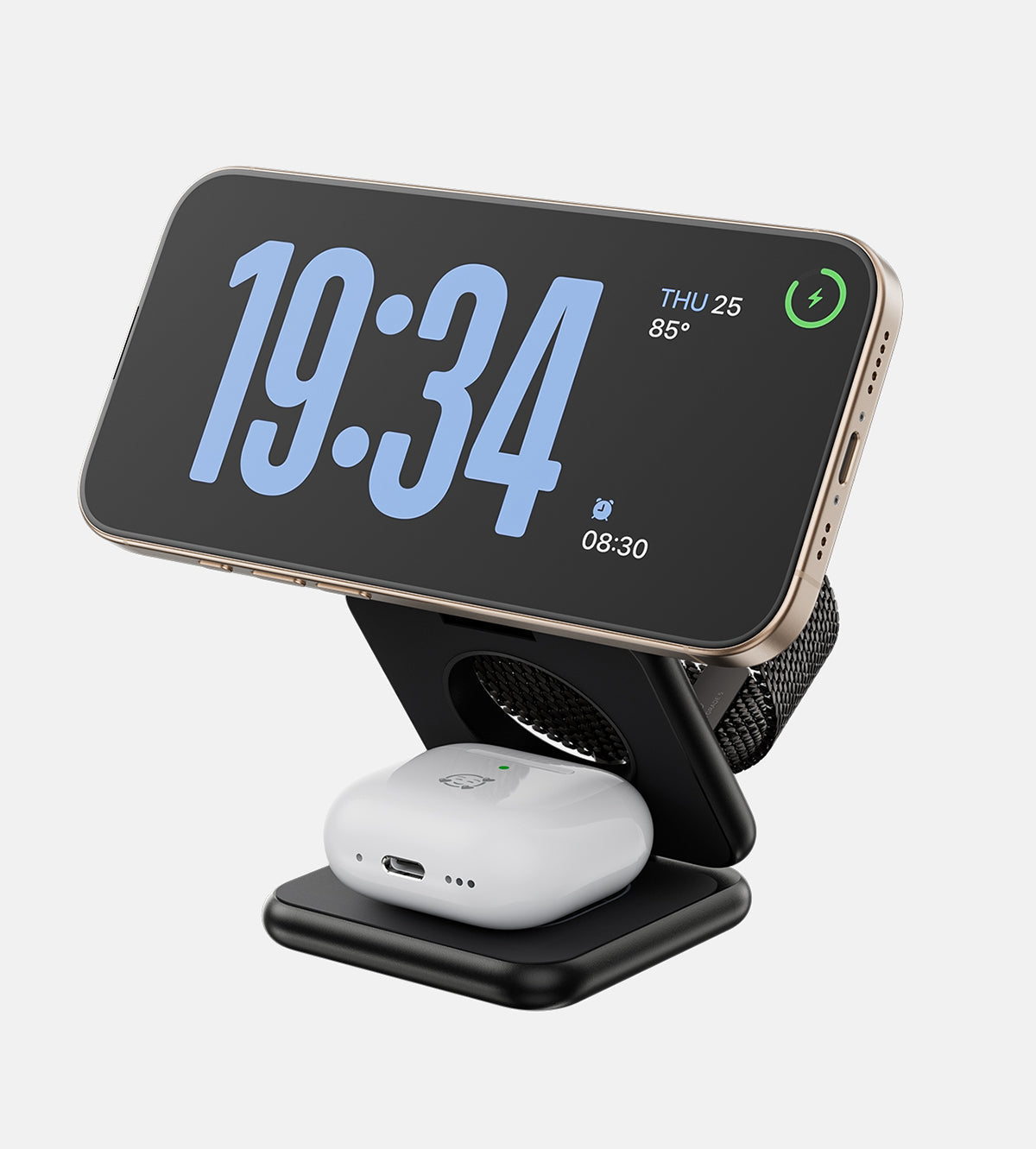 Modern 3-in-1 Draadloze Oplaadstandaard voor Bureau en Nachtkastje