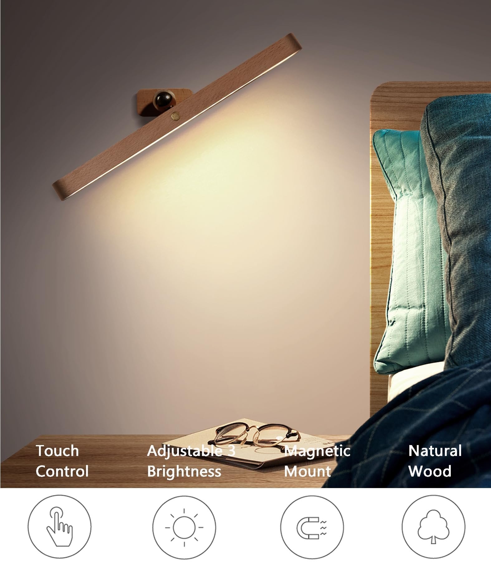 Handgemaakte beukenhouten wandlamp