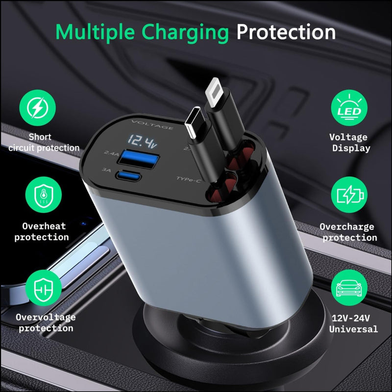 4-in-1 Auto-oplader Organizer en Snellaad Hub