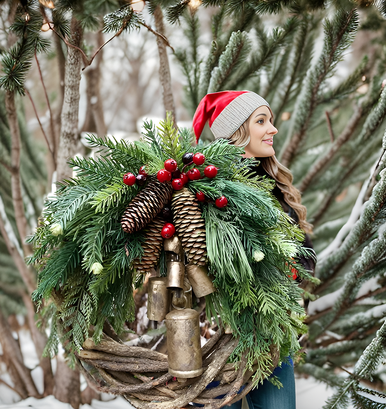 PineChime - Farmhouse Christmas Wreath [Last Day Sale] 