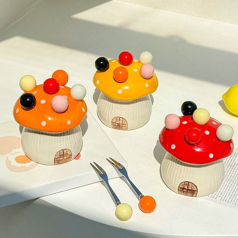 Rustieke Handgemaakte Fruitvork in Paddestoelvorm