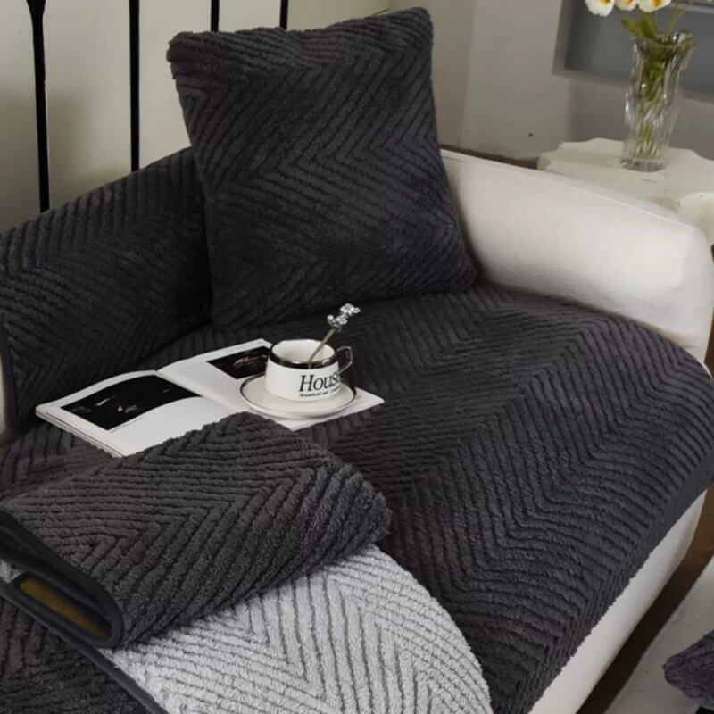 GeoPlush - Geometric plush sofa cover