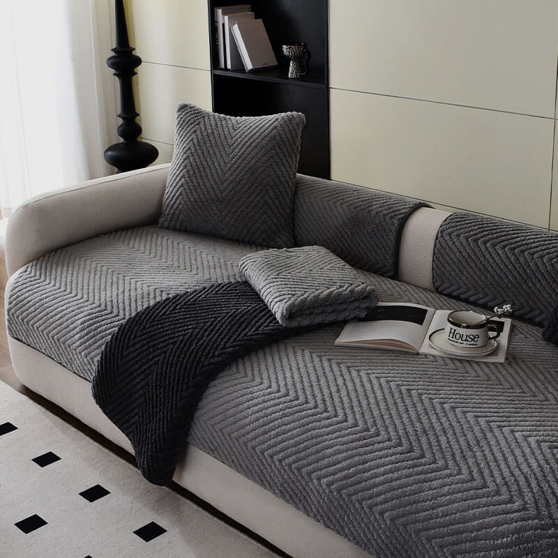 GeoPlush - Geometric plush sofa cover