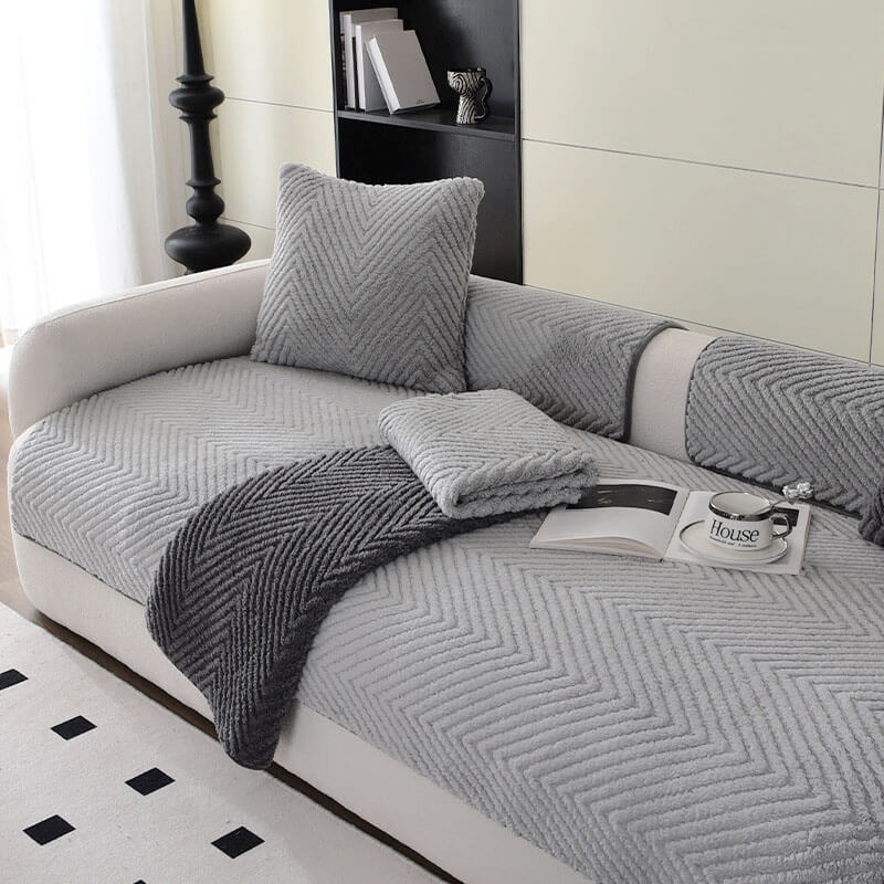 GeoPlush - Geometric plush sofa cover